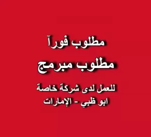 مطلوب مبرمج (Programmer) للعمل لدى شركة خاصة في ابو ظبي